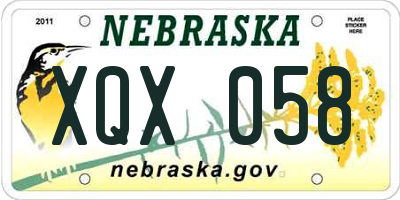 NE license plate XQX058