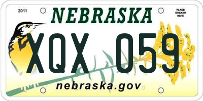 NE license plate XQX059