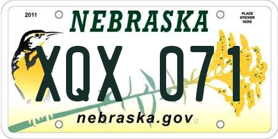 NE license plate XQX071