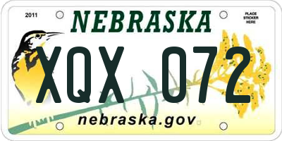 NE license plate XQX072