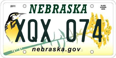 NE license plate XQX074