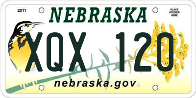 NE license plate XQX120