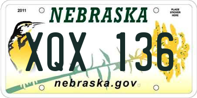 NE license plate XQX136