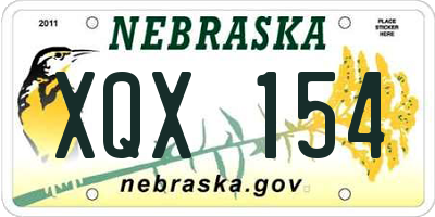 NE license plate XQX154