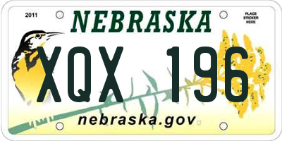 NE license plate XQX196