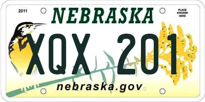 NE license plate XQX201