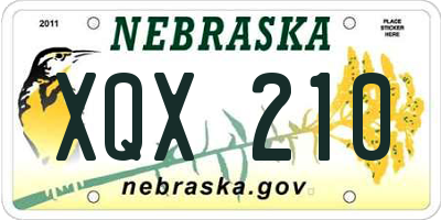 NE license plate XQX210