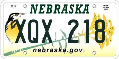 NE license plate XQX218
