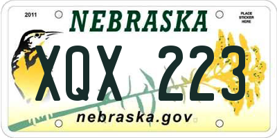 NE license plate XQX223