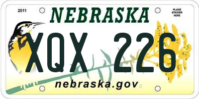 NE license plate XQX226