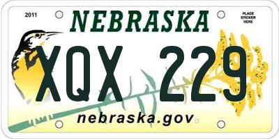 NE license plate XQX229
