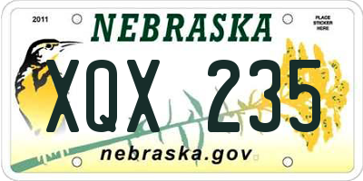 NE license plate XQX235