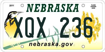 NE license plate XQX236