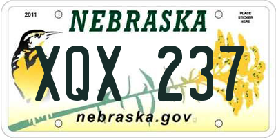 NE license plate XQX237