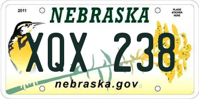 NE license plate XQX238