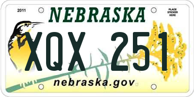 NE license plate XQX251