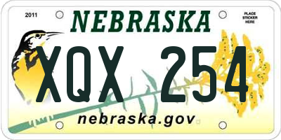 NE license plate XQX254