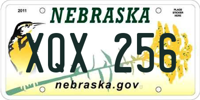 NE license plate XQX256