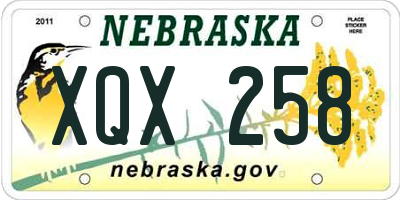 NE license plate XQX258