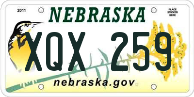 NE license plate XQX259