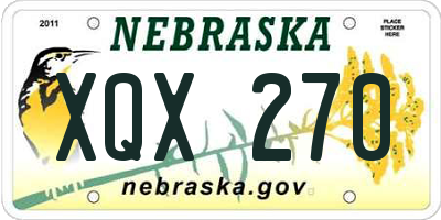 NE license plate XQX270
