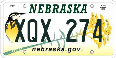 NE license plate XQX274