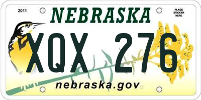 NE license plate XQX276