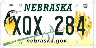 NE license plate XQX284