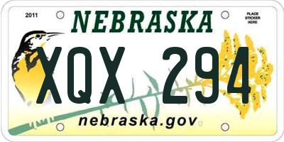 NE license plate XQX294