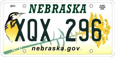 NE license plate XQX296