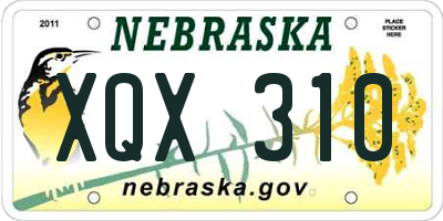 NE license plate XQX310