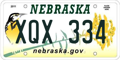 NE license plate XQX334