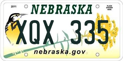 NE license plate XQX335