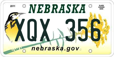 NE license plate XQX356
