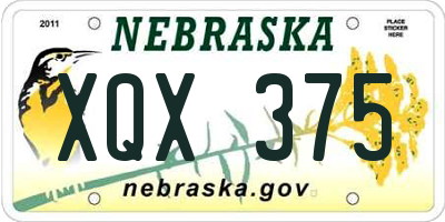 NE license plate XQX375