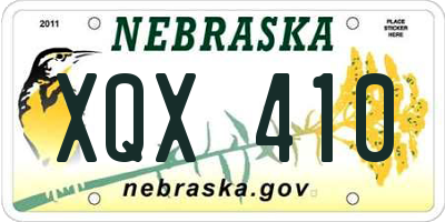 NE license plate XQX410