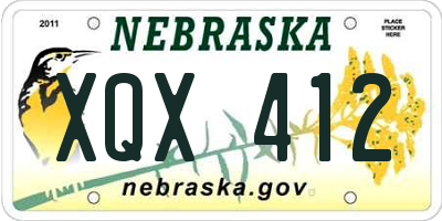 NE license plate XQX412