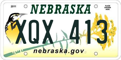 NE license plate XQX413