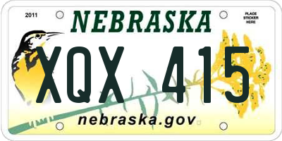 NE license plate XQX415