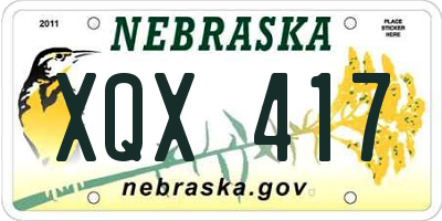 NE license plate XQX417