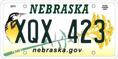NE license plate XQX423