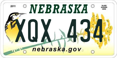 NE license plate XQX434