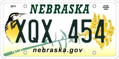 NE license plate XQX454