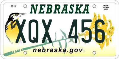 NE license plate XQX456