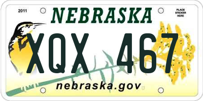NE license plate XQX467