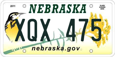 NE license plate XQX475