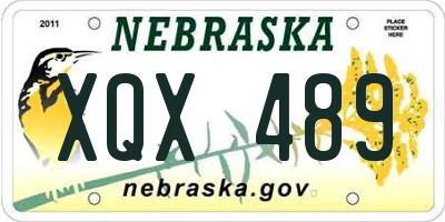 NE license plate XQX489
