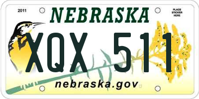NE license plate XQX511