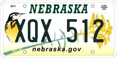 NE license plate XQX512