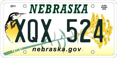 NE license plate XQX524